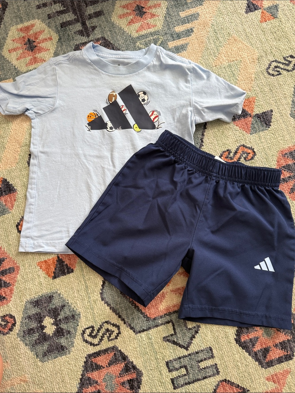 adidas Light Blue & Navy Kids Matching Set